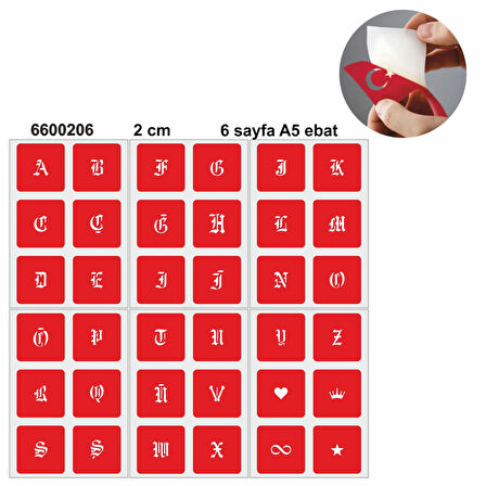 Büyük Boy Gotik Font Harf 5'li Set Geçici Dövme Kına Şablonu