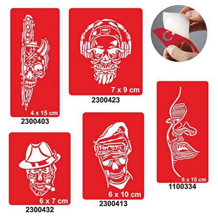 Korkusuz kuru kafa Modeller Dövme Şablonu Kına Deseni