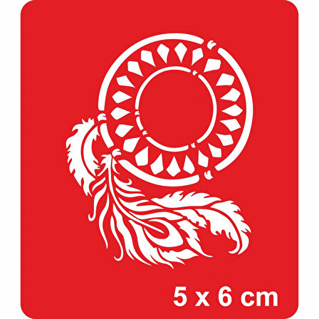 Düş Kapanı(Dream Catcher) Tüy Mandala  Tattoo Geçici Dövme Şablonları Kına Kalıpları