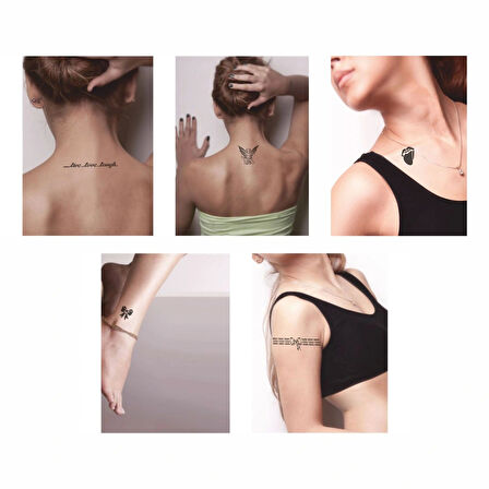 Yaşa Sev Gül 5'li Set Geçici Dövme Kına Şablonu