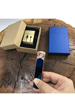 AlsepeteAvm Usb Alevsiz Şarjlı Çakmak Ve Metal Slim Tabaka Seti