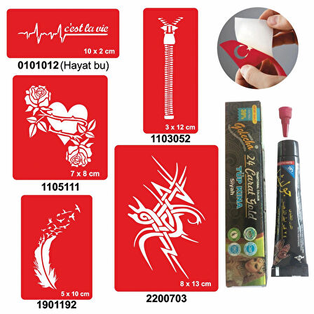 Örtücü  Desenleri Hint Kınası ile Geçici Dövme Yapma Seti