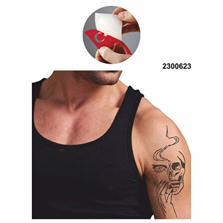 Tiryaki Kuru Kafa Tattoo Geçici Dövme Şablonları Kına Kalıpları