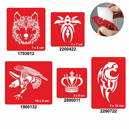 Yalnız Kurt 5'li Set Geçici Dövme Kına Şablonu