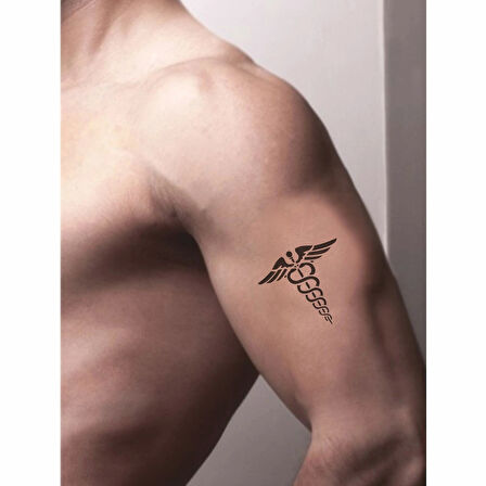 Tıp Sembolü-Caduceus(Kadüse) Tattoo Geçici Dövme Şablonları Kına Kalıpları