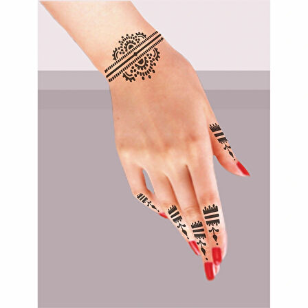 Bliek Ve Parmaklar 5'li Set Geçici Dövme Kına Şablonu