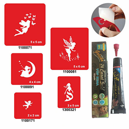 Peri Kızı Desenleri Kına ile Geçici Dövme Yapma Seti