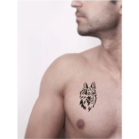 Alman Kurdu Köpek  Tattoo Geçici Dövme Şablonları Kına Kalıpları