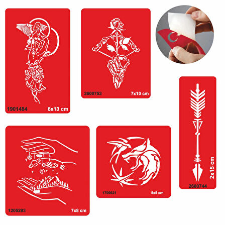 Doğruluk Sembolleri 5 li Set Geçici Dövme Kına Şablonu