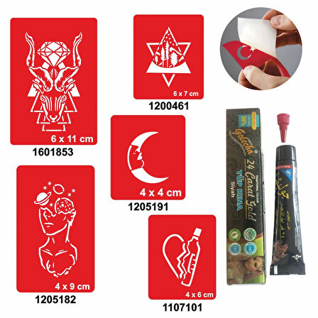 Felsefik Düşünce Desenleri Hint Kınası ile Geçici Dövme Yapma Seti