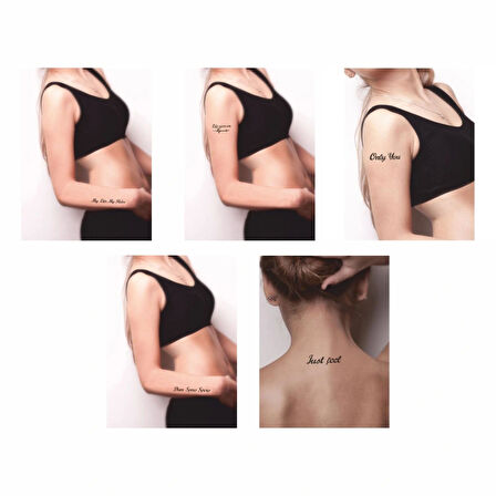 Sihirli Sloganlar 5'li Set Geçici Dövme Kına Şablonu