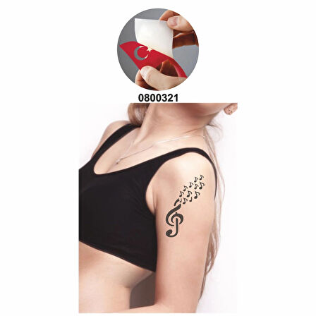 Sol Anahtarı Ve Notalar Tattoo Geçici Dövme Şablonları Kına Kalıpları