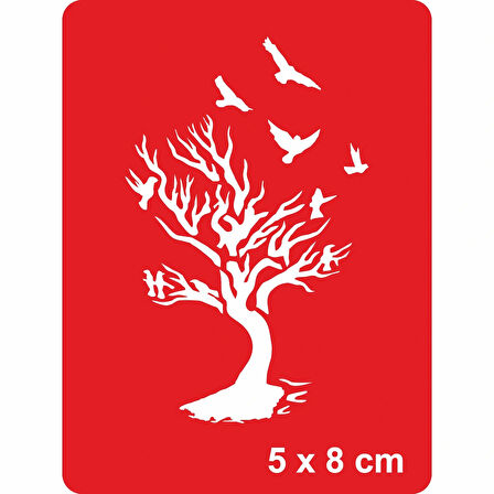 Kuşların Yuvasıdır Ağaçlar Tattoo Geçici Dövme Şablonları Kına Kalıpları