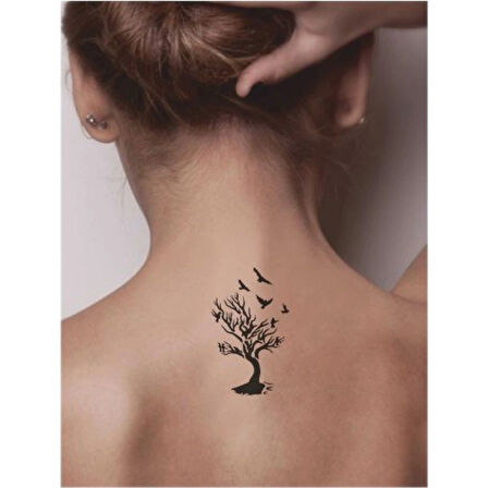 Kuşların Yuvasıdır Ağaçlar Tattoo Geçici Dövme Şablonları Kına Kalıpları
