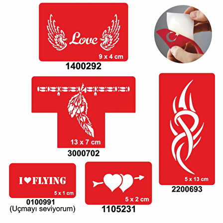 Aşk Kanatlandırır 5'li Set Geçici Dövme Kına Şablonu