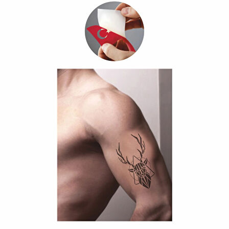 Güçlü Ve Kibar Geyik Geçici Desen Tattoo Geçici Dövme Şablonları Kına Kalıpları