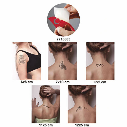 Tüy Gibi Hafif 5 li Set Geçici Dövme Kına Şablonu