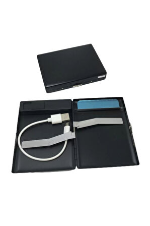 AlsepeteAvm Usb Şarjlı Metal Çakmaklı Kısa Sigara Tabakası
