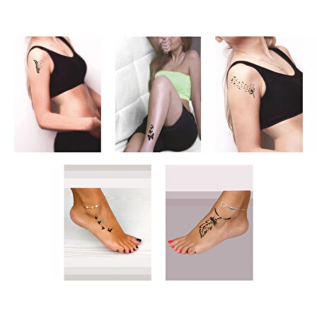 Kelebek ve Uçan Kuşlar Hint Kınası ile Geçici Dövme Yapma Seti