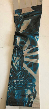 Çift Kol Giyilebilir Dövme Mavi Tribal Desenler Tattoo Sleeve