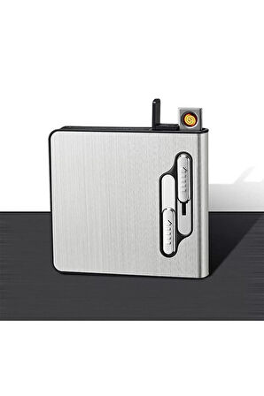 AlsepeteAvm Usb Girişli Şarjlı Kısa Sigara Tabakası Gümüş