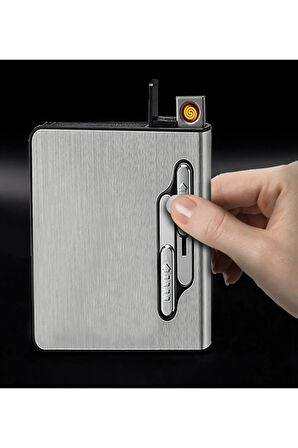 AlsepeteAvm Usb Girişli Şarjlı Kısa Sigara Tabakası Gümüş