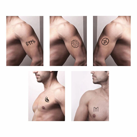 Türk 5'li Set Geçici Dövme Kına Şablonu