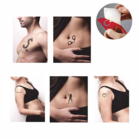 Kelepçe ve Kalp Desenleri Hint Kınası ile Geçici Dövme Yapma Seti