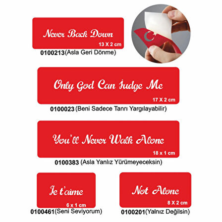 Güçlü Sloganlar 5'li Set Geçici Dövme Kına Şablonu