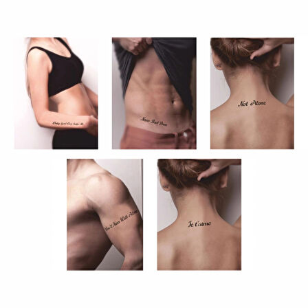 Güçlü Sloganlar 5'li Set Geçici Dövme Kına Şablonu