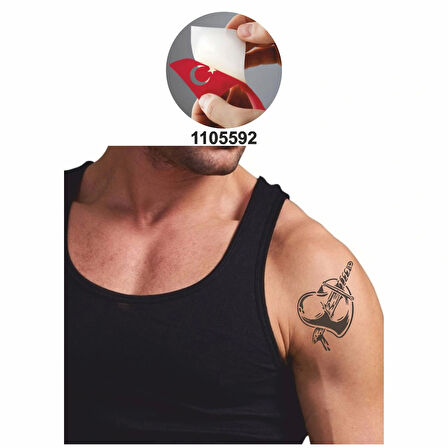 Hançerli Kalp Tattoo Geçici Dövme Şablonları Kına Kalıpları