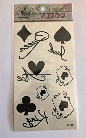 İskambil  Yapıştırma Sticker Dövme Geçici Dövme Temporary Tattoos