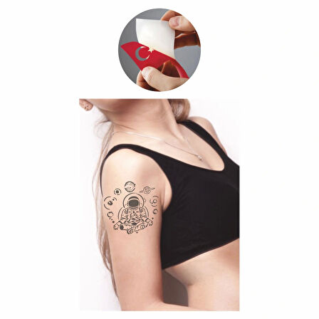 Astronot ve Gezegenler Geçici  Tattoo Geçici Dövme Şablonları Kına Kalıpları