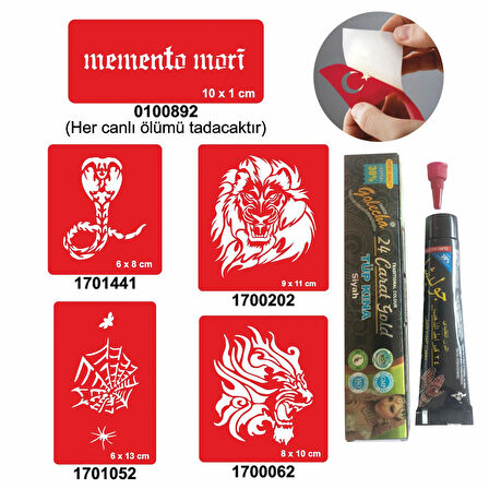 Kobra ve Kaplan Desenleri Hint Kınası ile Geçici Dövme Yapma Seti