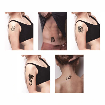 Kedigiller 5'li Set Geçici Dövme Kına Şablonu