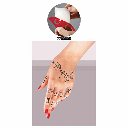 El Ve Parmak Motifleri 5 li Set Geçici Dövme Kına Şablonu