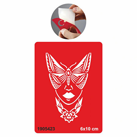 Kelebek Yüzlü Kadın Tattoo Geçici Dövme Şablonları Kına Kalıpları