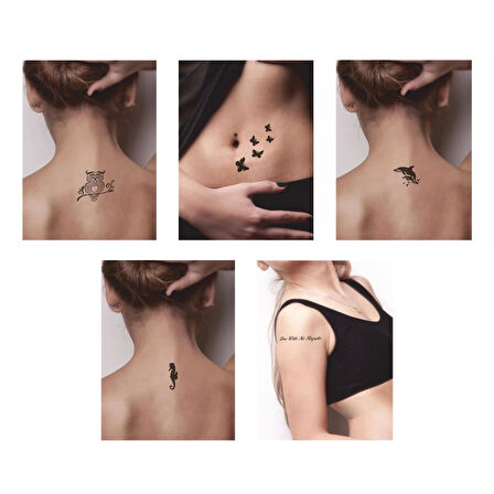 Kuş ve Balık Desenleri Hint Kınası ile Geçici Dövme Yapma Seti