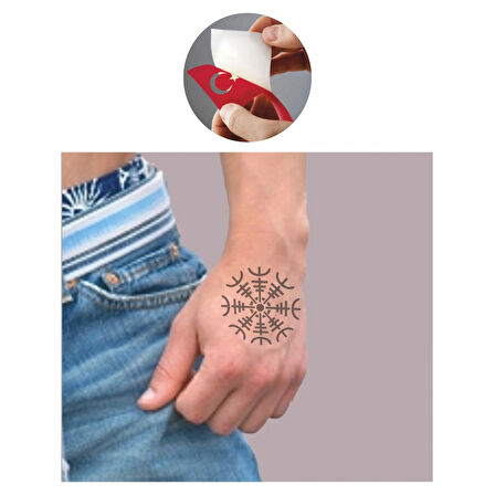 Helm Of Awe Viking Sembolü  Tattoo Geçici Dövme Şablonları Kına Kalıpları