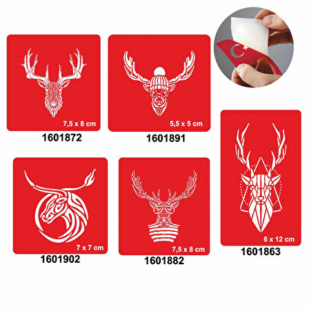 Geyik Desenleri 5'li Set Geçici Dövme Kına Şablonu