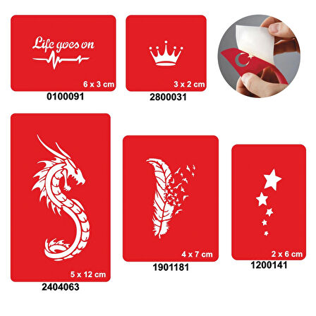 Hayat Devam Ediyor 5'li Set Geçici Dövme Kına Şablonu