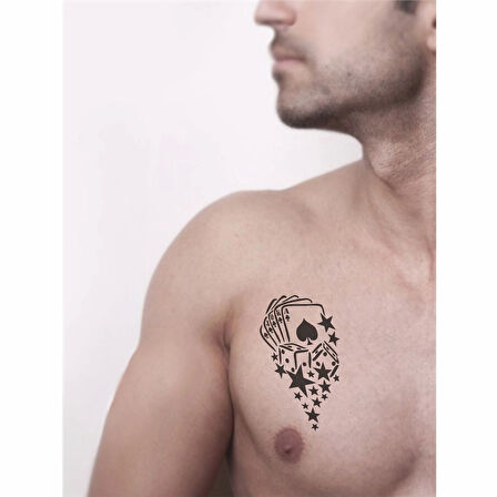 Yıldızlı İskambil Zar  Tattoo Geçici Dövme Şablonları Kına Kalıpları