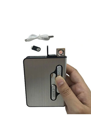 AlsepeteAvm Usb Şarjlı Sigara Çıkaran Çakmaklı Tabaka