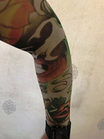 Çift Kol Giyilebilir Dövme Ateş Tribal Desenler Tattoo Sleeve