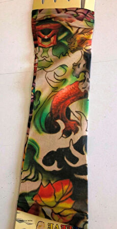 Çift Kol Giyilebilir Dövme Ateş Tribal Desenler Tattoo Sleeve