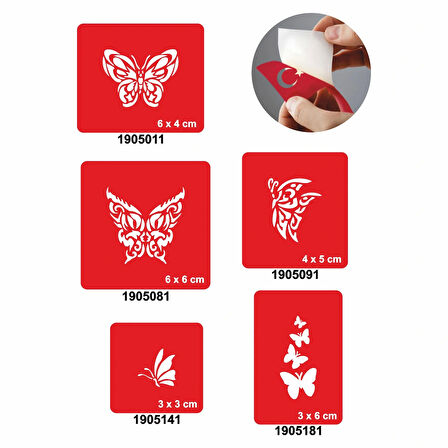 Kelebekler 5'li Set Geçici Dövme Kına Şablonu