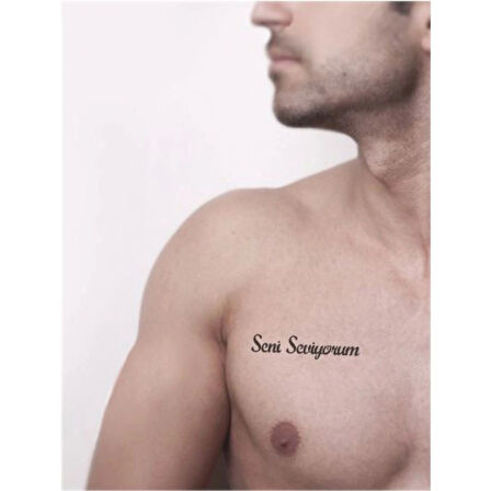 Seni Seviyorum Yazısı Tattoo Geçici Dövme Şablonları Kına Kalıpları