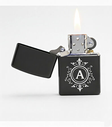 A Harfli Detaylı Kişiye Özel Harf Baskılı Benzinli Çakmak