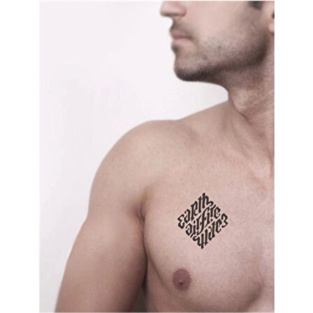 Toprak,Hava,Ateş,Su İllüminati Font Tattoo Geçici Dövme Şablonları Kına Kalıpları