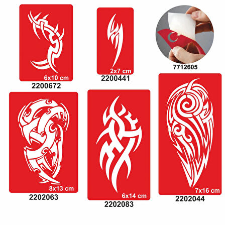 Asi Triballer 5 li Set Geçici Dövme Kına Şablonu